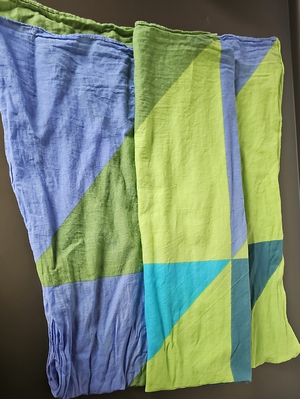 SKFK Ethical FASHION cotton Scarf Spain Green, Blue PURPLE 38X38 Geometric